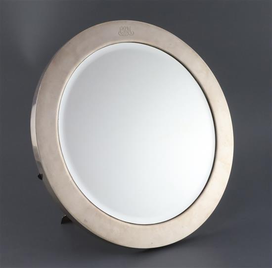 An early 20th century Tiffany & Co sterling silver circular easel mirror,